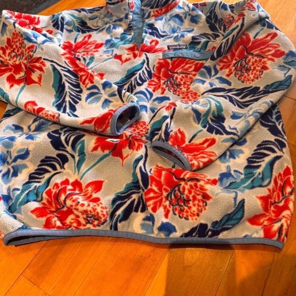 Patagonia Synchilla Snap Pullover fleece sweater bold floral printed red L manoa - Picture 4 of 9